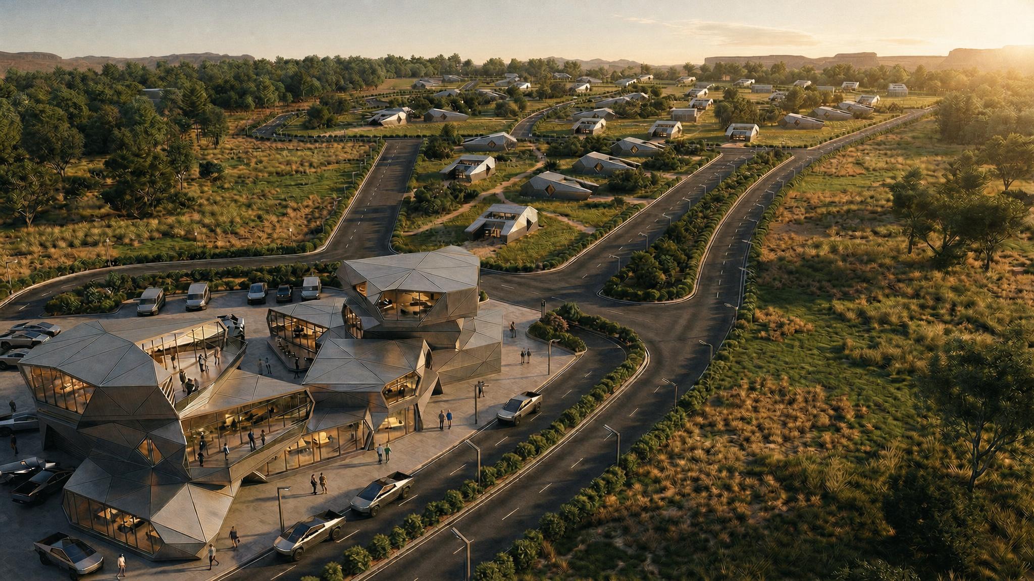 Aerial view of the Cyber Village settlement